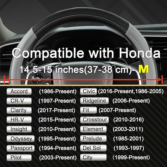 West Llama Customized Auto Car Steering Wheel Cover for Honda Accord Civic CR-V HR-V Pilot Fit Passport Odyssey 14.5-15inch(B