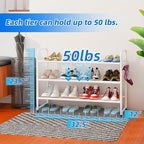 SUFAUY 3-Tier Mesh Shoe Rack, Closet Metal 33" Wide Shoe Shelf Heavy Duty, White