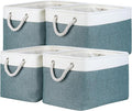 Temary Storage Baskets for Shelves 4 Pack Fabric Rectangle Baskets for Organizing Toys, Clothes, Decorative Bins with Handles