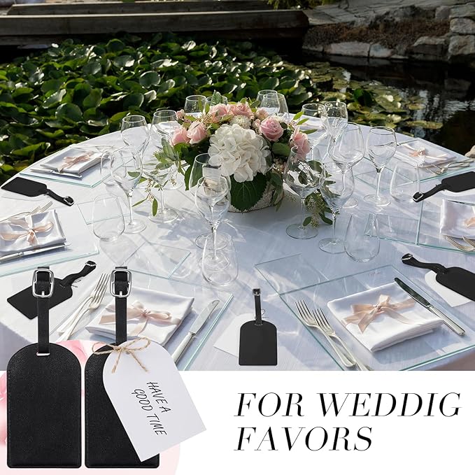Amylove 48 Sets Leather Luggage Tags Bulk Wedding Favors Luggage Tags for Guests Bridal Gifts Wedding Bridal Shower Gift PU L