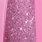 CAR PASS Bling Diamond Pink Leather Car Seat Covers for 2 Front Seats Protector, Waterproof Shining Glitter Sparkly Crystal U