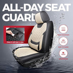 FREESOO Black Beige Car Seat Covers Full Set - Faux Nappa Leather Seat Covers for Cars, Luxury Breathable Waterproof Front Se