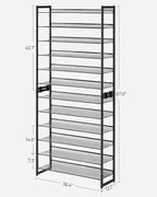 SONGMICS Shoe Rack, 12-Tier Shoe Organizer, Metal Shoe Storage for Garage, Entryway, Set of 2 6-Tier Stackable Shoe Shelf, wi
