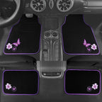 CAR PASS Embroidery Butterfly and Flower Car Floor Mats, Purple Car Floor Mats, Universal Fit 95% Automotive,SUVS,Sedan,Vans,