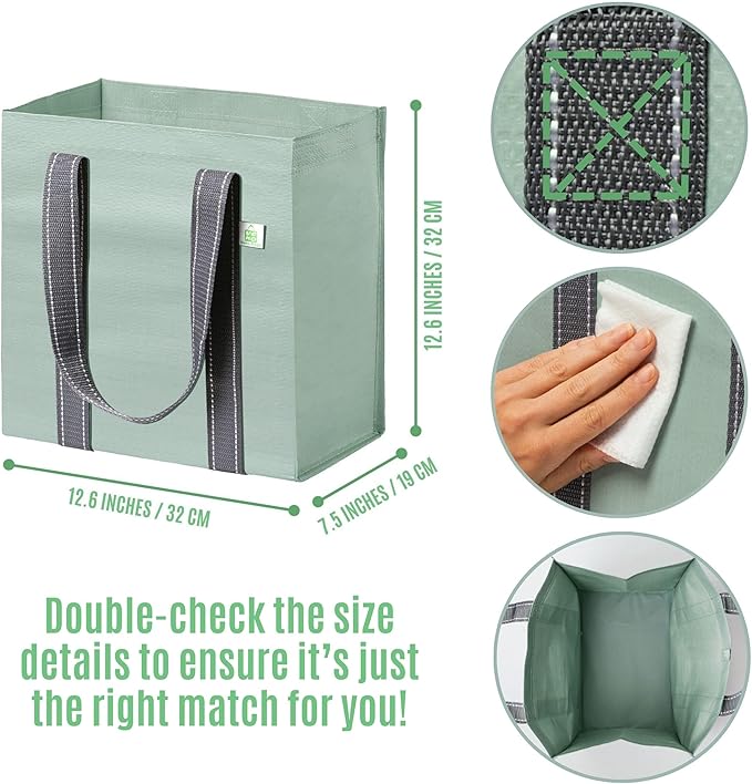 VENO 2-4 Pack Reusable Grocery shopping Bags, Medium Tote Bag w/Handle Hard Bottom, Heavy Duty, Foldable Carrier
