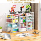 Acrylic 3 Pack Desk Organizers and Accessories, Makeup Organizer Storage With 15 Drawers, Desk Organizers, Dustproof Drawer O