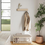 Kazai. Wall-Mounted Coat Rack 'Toke' - Modern Design Coat Rack with Hidden Wall Hooks - Solid Wood Veneer Panel Coat Hanger -