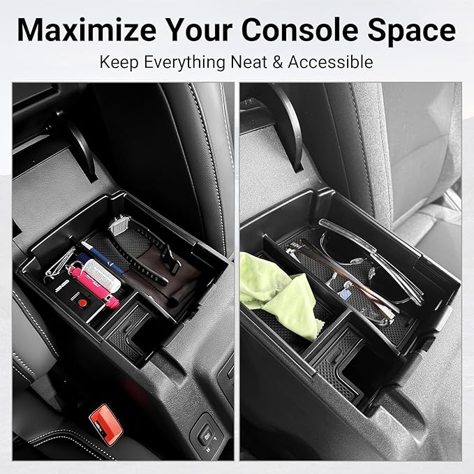 LECART Center Console Organizer Tray & Sun Visor Sunglasses Holder Fit for Ford Bronco 2025 4-Door Car Storage Accessories Set with Anti-slip Mats Sturdy ABS Easy Install Interior Upgrade