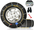 Auto Fixing Snow Chains, 2 x 12 mm, 30s Quick Installation of Tire Chains with Automatic Tensioner, Universal Emergency Tire 