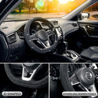 SEG Direct Diamond Flat Bottom Steering Wheel Cover, D Shaped Car Wheel Cover 14 1/2-15 in. (37-39 cm), Bling Sparkly Rhinest