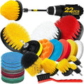 Holikme 22Pack Drill Brush Attachments Set,Scrub Pads & Sponge, Buffing Pads,Power Scrubber Brush,Car Polishing Pad Kit,Wax A