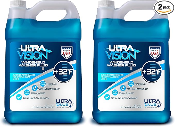 ULTRA 1PLUS Windshield Washer Fluid - Advanced Formula for Car Windshield Wiper Fluid Crystal-Clear Vision in Weather Conditi