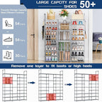 Mavivegue 9 Tiers Tall Shoe Organizer - Vertical Shoe Shelf for 50-55 Pairs, Stackable Racks for Entryway, Closet, Garage - G