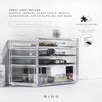 BINO THE MANHATTAN SERIES Acrylic Makeup Drawer Organizer- 4 Drawers | Clear Beauty Organizers and Storage| Cosmetic & Drawer