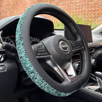 PINCTROT D Shaped Chenille Leather Steering Wheel Cover, Soft Mottled Colors, Sweat-Proof, Non-Slip Grip, All-Season Comfort,