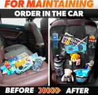 2 Pcs Backseat Car Organizer - Universal 23.4x16" Back Seat Car Organizer with 9 Large Pockets & Clear Tablet Holder, Made of Reliable Polyester with Long and Strong Straps - Easy to Attach & Clean