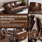 Leather Recoloring Balm and Scratch Repair Kit, Medium Brown Leather Restorer for Couches, Furniture, Car Seats, Leather Pain