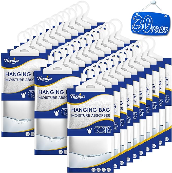 Moisture Absorbers 30 Pack,Hanging Closet Dehumidifier Bags,Moisture Absorbing Bags, Desiccant,Moisture Absorbing Bags for Cl