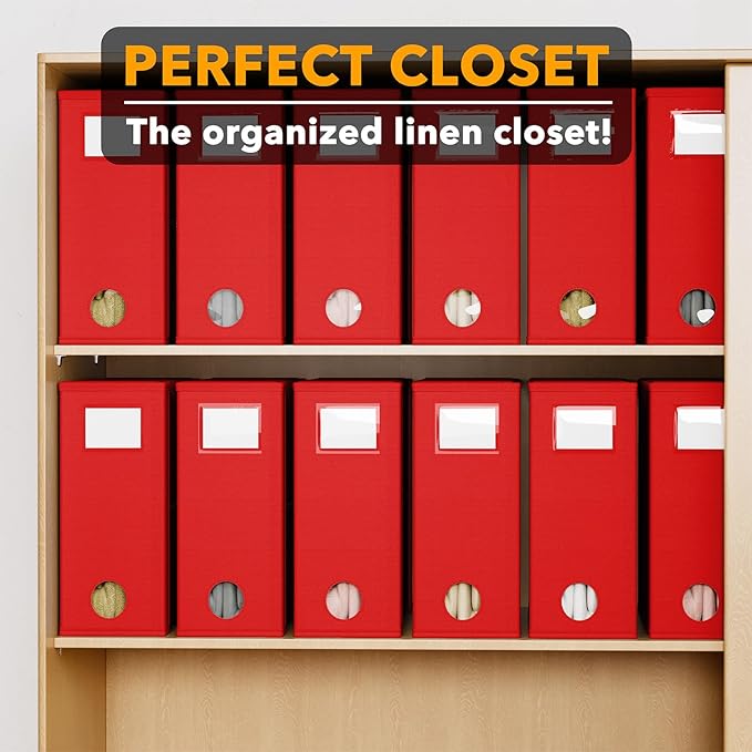 SpaceAid 12 Pack Bed Sheet Organizers and Storage, Foldable Organizer for Linen Closet, Set Folder Keeper With Window XL (Que