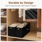 StorageWorks Long Narrow Storage Basket, Collapsible Fabric Storage Bins, Small Baskets for Organizing with PU Handle, Great 