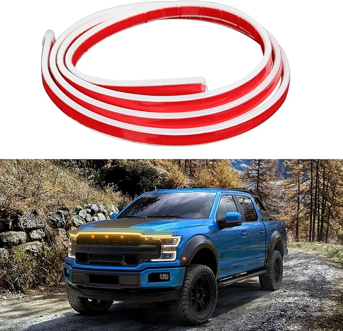 DREAMIZER Car Hood Light Strip 94" Dual Color Dynamic Scan Start Up Car Hood Light Strip Sequential Flowing Daytime Running Lights Turn Signal Lights for Cars,SUV,Trucks