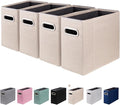 4 Packs Letter Size File Organizer, File Folders Organizer, Fabric Storage Box, Collapsible Paper Organizer with Metal Handle