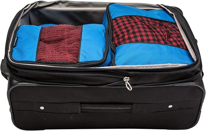 TravelWise 5 Piece Packing Cubes Set, Lightweight Luggage Organizer with Mesh Panels and 2 Way Zippers, Includes Small, Mediu
