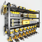 Power Tool Organizer Wall Mount - 400Lbs Load 4 Layers Storage Rack with 8 Drill Holders for Drills Cordless Tools. Heavy Dut