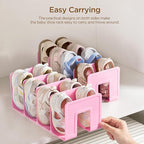 HBlife Pink Acrylic Kids Shoe Rack for Closet Organizers and Storage, Small Shoe Rack 4 Sections Toddler Baby Shoe Storage Or