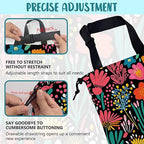 Car Garbage Bag Modern Flower and Green Leaves Hanging Canvas Car Trash Bag Drawstring Car Back Seat Organizer for Car Back Front Seat Console with Adjustable Buckle