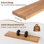 Floating Shelves for Wall Decor, 8" Deep Rustic Solid Elm Wood Floating Shelves Wall Mounted, Wall Shelves with Invisible Bra