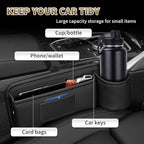 Kwak's 2 Pack Car Seat Gap Filler Organizer, Multifunctional Universal Storage box with Cup Holder for Phone, Glasses (Black)