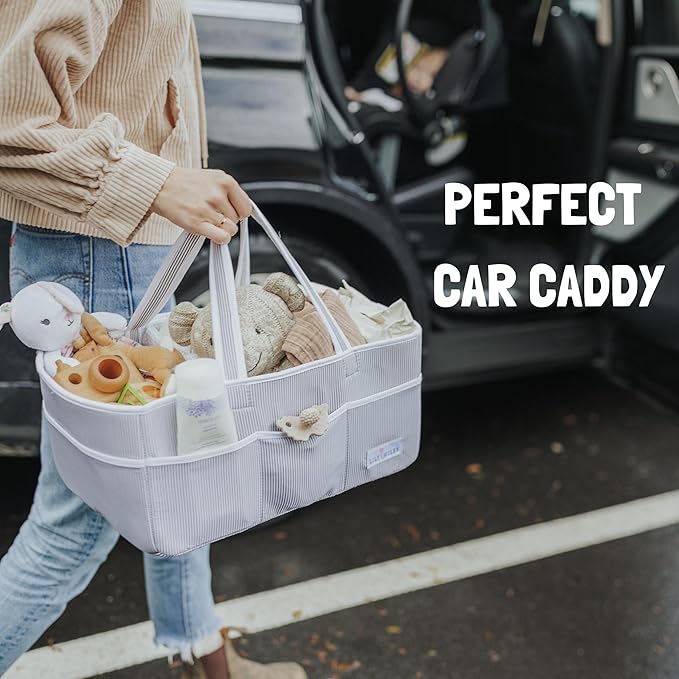 Lily Miles Baby Diaper Caddy - Organizer Tote Bag for Baby Girl Essentials - Baby Shower Basket - Nursery Must Haves - Regist
