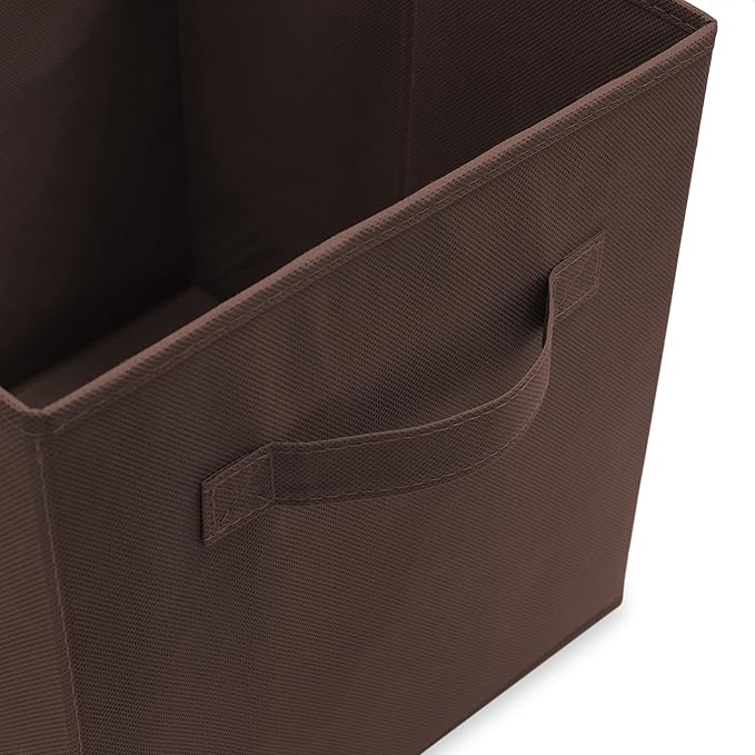 Casafield Set of 6 Collapsible Fabric Cube Storage Bins, Brown - 11" Foldable Cloth Baskets for Shelves, Cubby Organizers & M