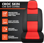 BDK Croc Skin Faux Leather Car Seat Covers, Full Set Red – Universal Fit Design, Airbag Compatible, Front and Back Seat Cover