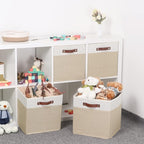 Temary Cube Storage Bins 13 Inch Fabric Storage Cubes Storage Baskets for Shelves Closet Baskets for Cube Storage with Leathe