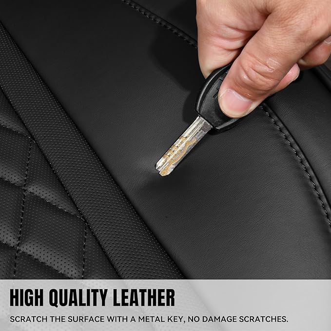CAR PASS Bling Diamond Back Seat Covers, Nappa Leather Rear Seat Bench Cushion Waterproof Breathable Back Row Protector Unive