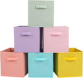 Stero Fabric Storage Bins 6 Pack Fun Colored Durable Storage Cubes with Handles Foldable Cube Baskets for Home, Kids Room, Cl