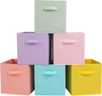 Stero Fabric Storage Bins 6 Pack Fun Colored Durable Storage Cubes with Handles Foldable Cube Baskets for Home, Kids Room, Cl