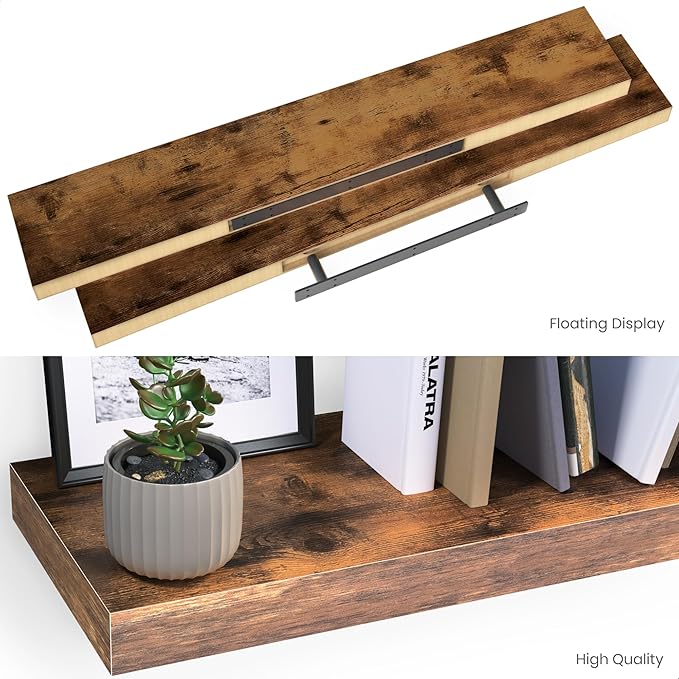 Ballucci Floating Shelves, 36" Wood Wall Shelf Set of 2, with Invisible Brackets for Bathroom, Living Room, Bedroom, Kitchen,
