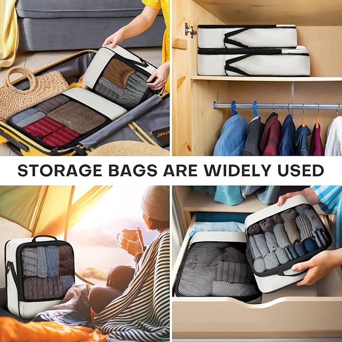 4 PCS Set Compression Packing Cubes for Travel, Lightweight Packaging Organizer Bags for Carry On Space Saving, Travel Essent