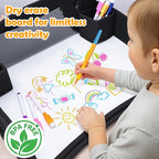 2Pcs Kids Travel Tray for Toddler Carseat, Road Trip Activities Essentials for Toddler, Kids Lap Desk Tray with Tablet Holder Stand ＆ Dry Erase Board (Black-2Pcs)