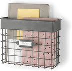Spectrum Mail Sorter Organizer Wall Mount, Vintage Wall Basket, Office Entryway Mail Holder for Letters Bills Catalogs Files,