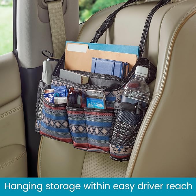 High Road SwingAway Front Seat Car Organizer for Daily Driving Essentials with Side Bottle and Cup Holders