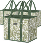 BALEINE 3Pk Reusable Grocery Bags, Foldable Shopping Bags for Groceries with Reinforced Bottom & Handles (Antique Foliage)