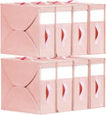 DIMJ Bed Sheet Organizers and Storage 8 Pack, Pink Foldable Sheet Organizer for Linen Closet, Bedding Folder Storage Box with