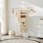 MAX Houser 6 Tier Shelf Hanging Closet Organizer, Closet Hanging Shelf with 2 Sturdy Hooks for Storage,2 Pack, Foldable (Yell