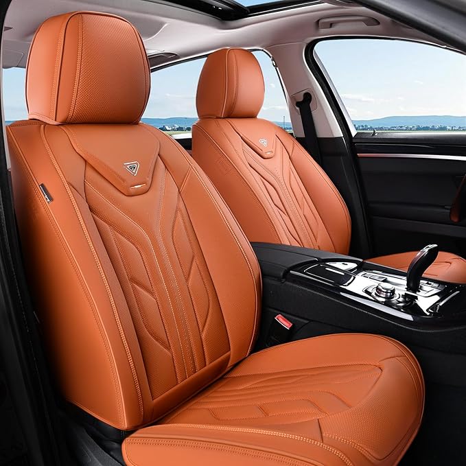 Coverado Car Seat Covers Full Set, Automotive Seat Covers Car Seat Protector Car Seat Cushion, Waterproof Leather Seat Covers