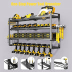 MOOMSINE Large Power Tool Organizer Wall Mount, 4-Tier Heavy Duty Metal Storage Rack Loads 400lbs, Battery Tools Hanger with 
