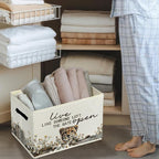 Rustic Cheetah Storage Bins & Boxes with Handles, Farmhouse Leopard Foldable Basket for Organizing, Live Like Someone Left th